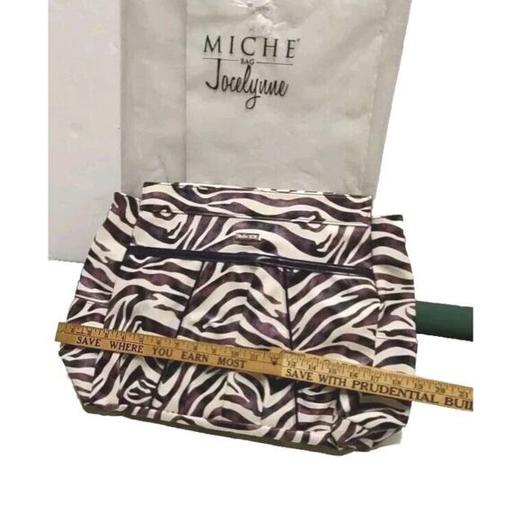 Vntg Miche Prima Jocelynn Shell Purple Black Zebra Print Faux Leather - Picture 8 of 16